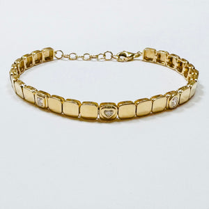 gold and diamond block bracelet