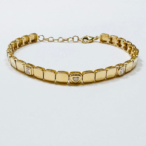 gold and diamond block bracelet
