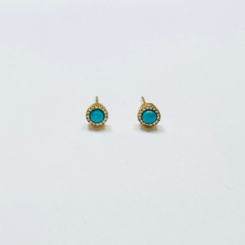 turquoise diamond bezel set studs