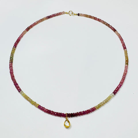 hand cut poki diamond on gemstone chain