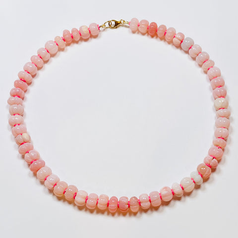 carved pink opal candy necklace