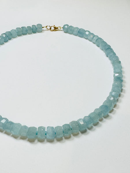 faceted aquamarine candy necklace