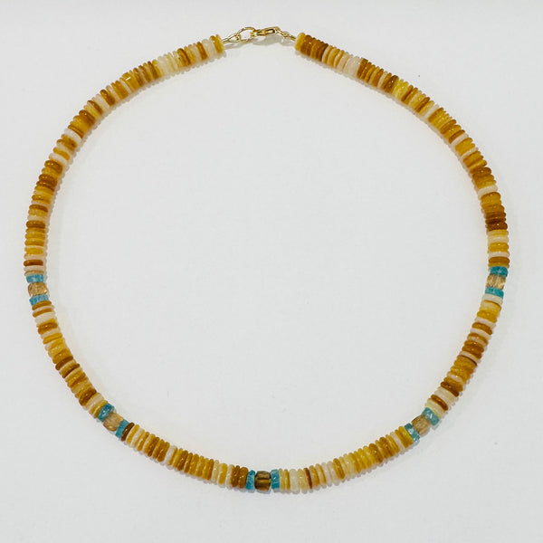 yellow opal, apatite, and hessonite garnet