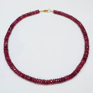 pink sapphire faceted heishi cut necklace