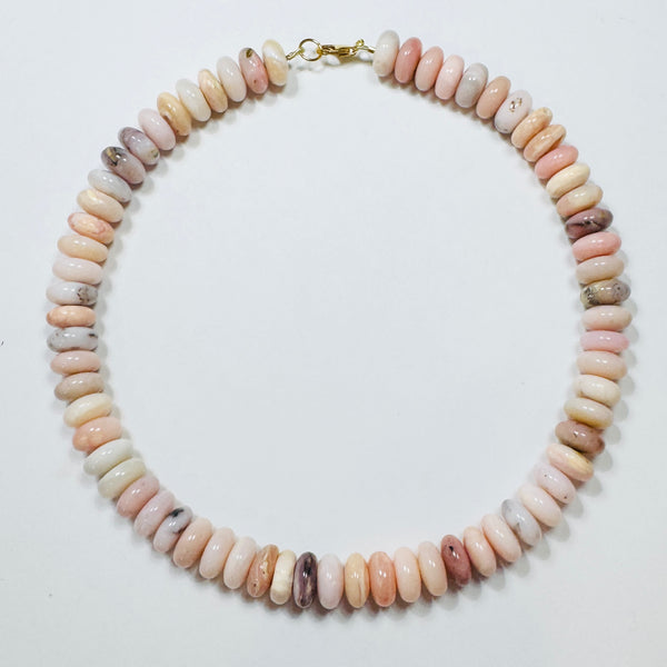 speckled pink opal candy necklace