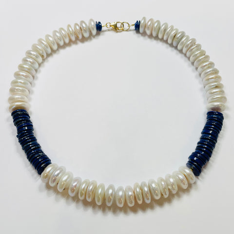 pearl and lapis statement collar
