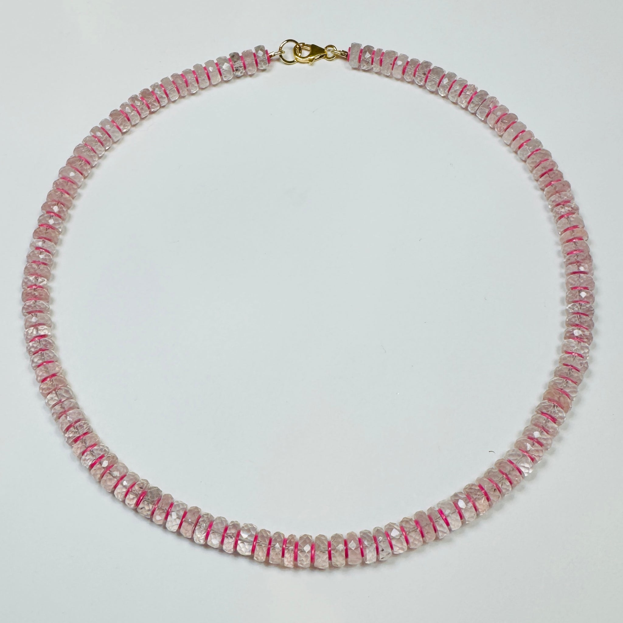 faceted rose quartz with pink spacers candy necklace