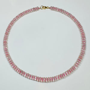 faceted rose quartz with pink spacers candy necklace