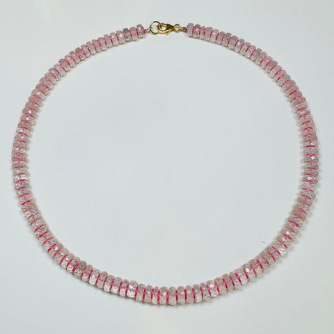 faceted rose quartz with pink spacers candy necklace