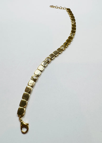 gold and diamond block bracelet