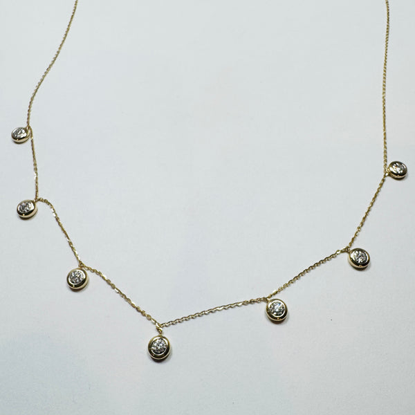 bubble bezel set diamond fringe Necklace