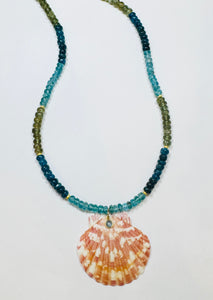 apatite necklace with shell pendant