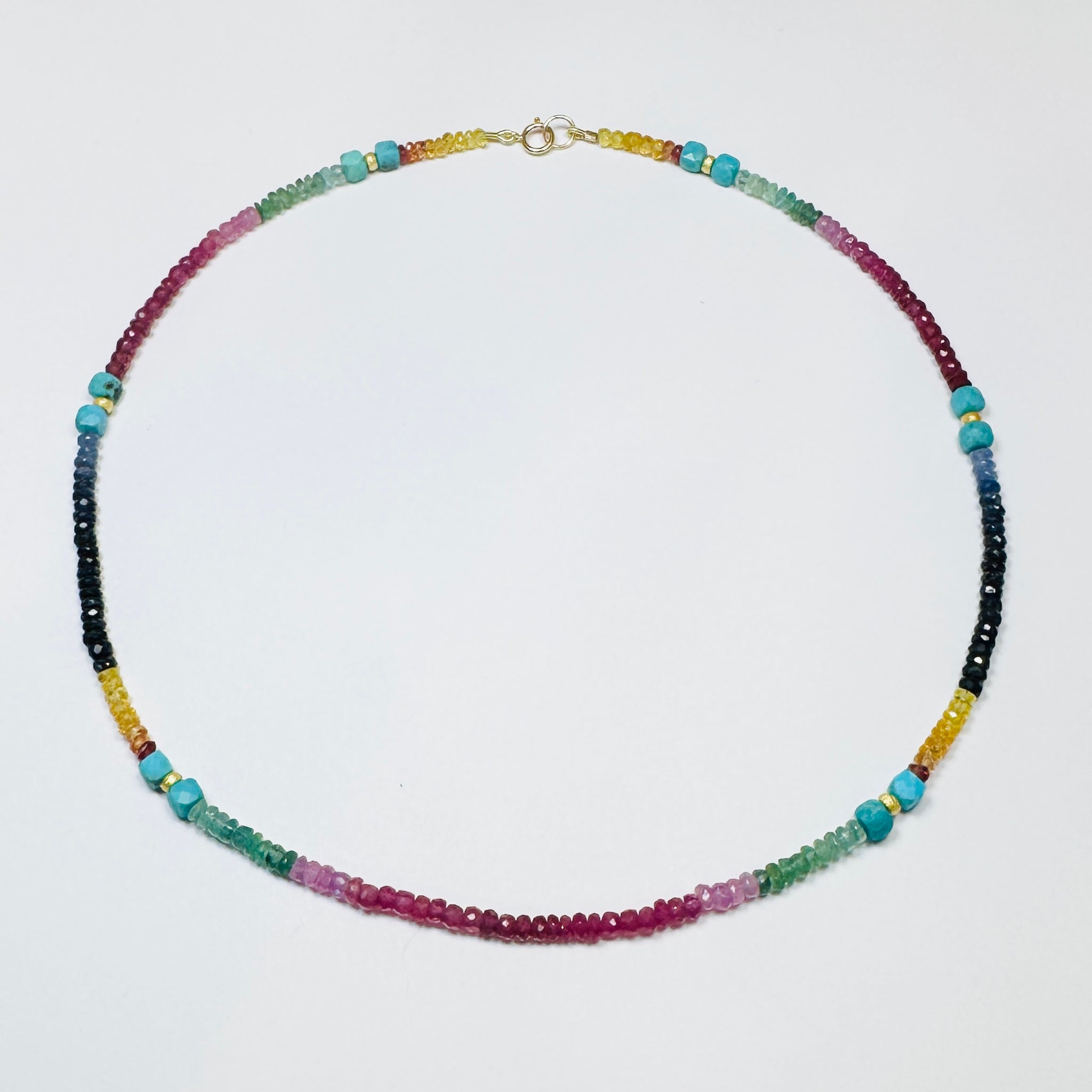 rainbow sapphire and turquoise necklace