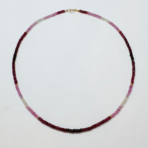 shaded ruby and gold bead heishi cut necklace