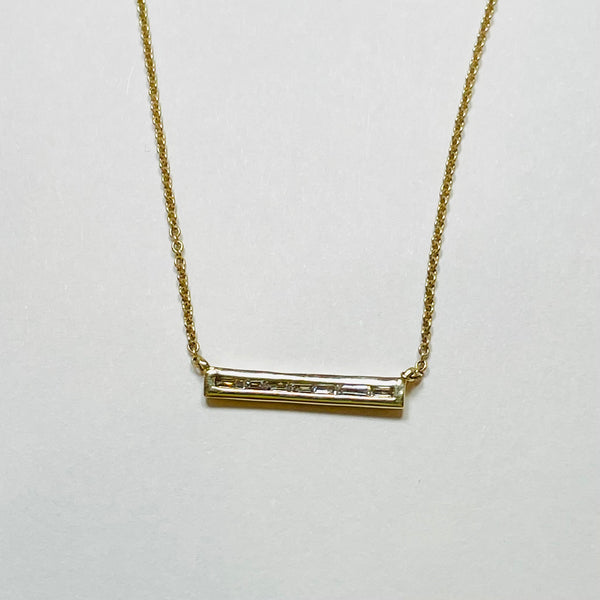 diamond baguette bar necklace