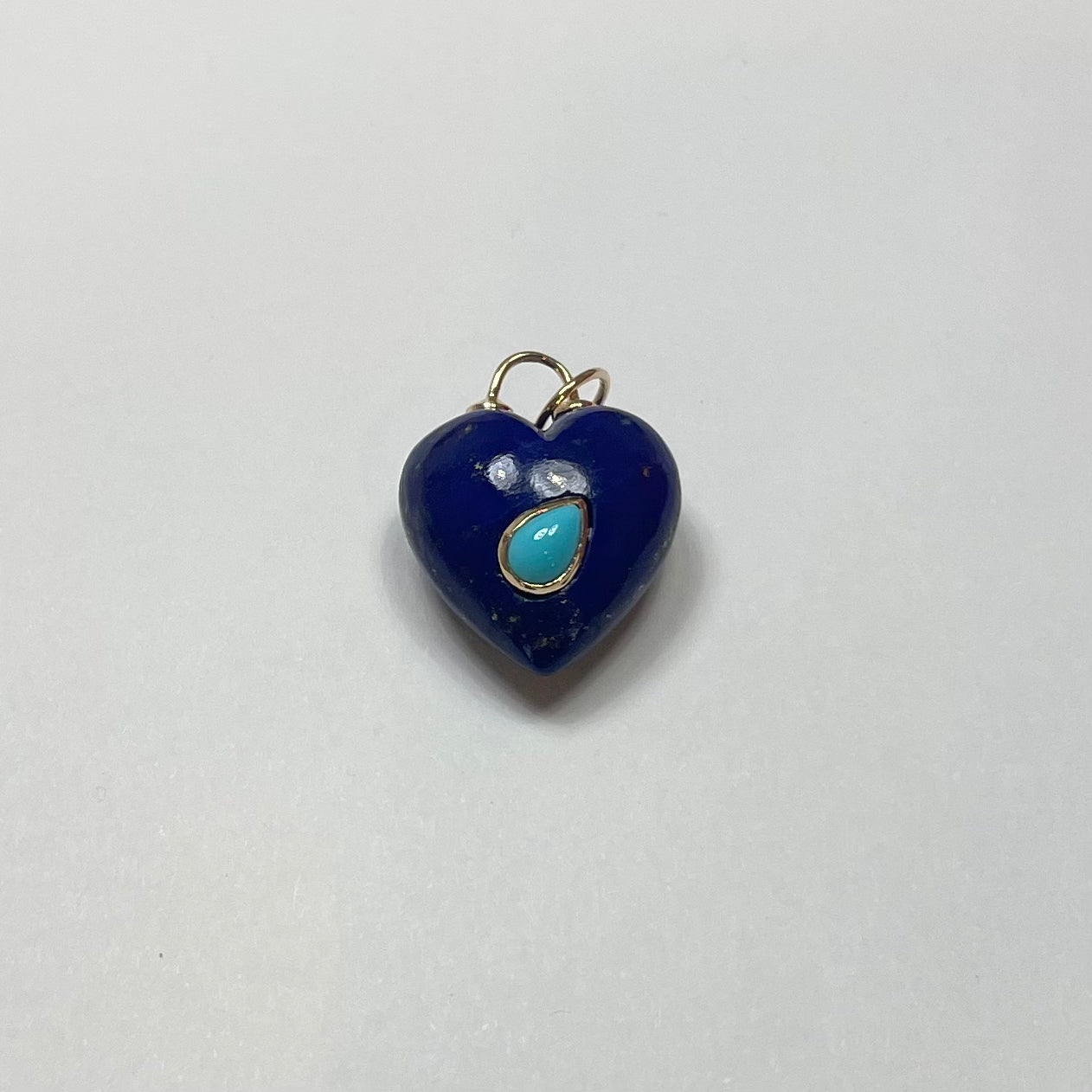 puffy lapis heart pendant with turquoise