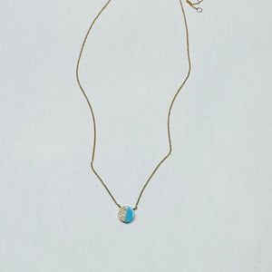 half turquoise and diamond necklace