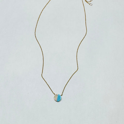 half turquoise and diamond necklace