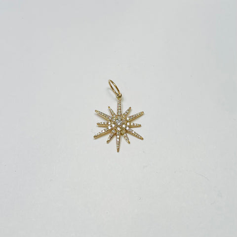 pave diamond starburst pendant