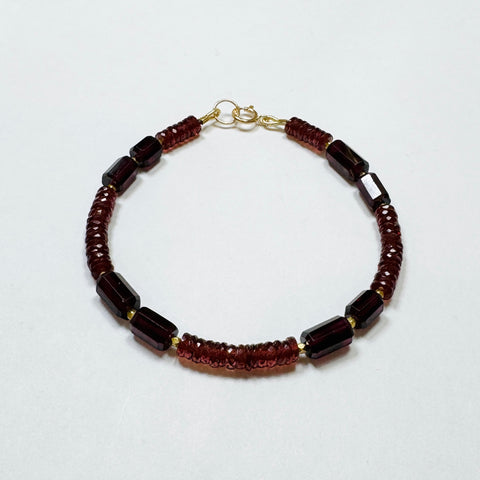 garnet heishi tube bracelet