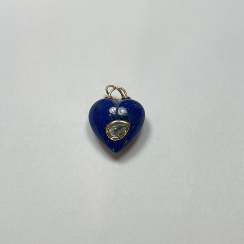 puffy lapis heart pendant with moonstone