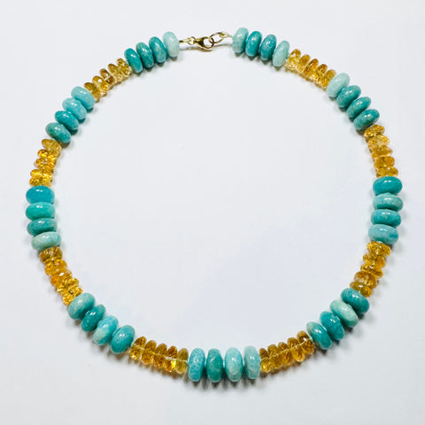 Russian amazonite and citrine candy necklace