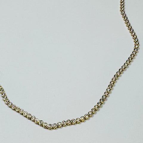 bezel set diamond tennis necklace