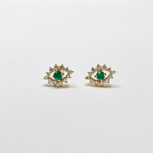 emerald and diamond evil eye studs