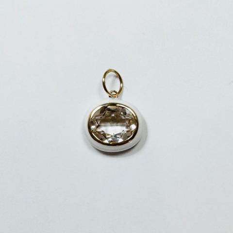 white topaz and white enamel pendant