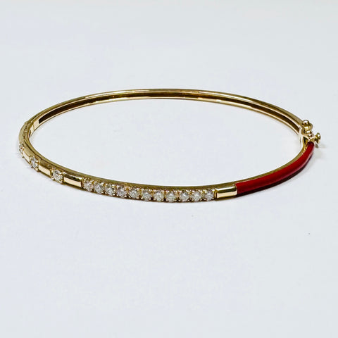 red enamel diamond bangle