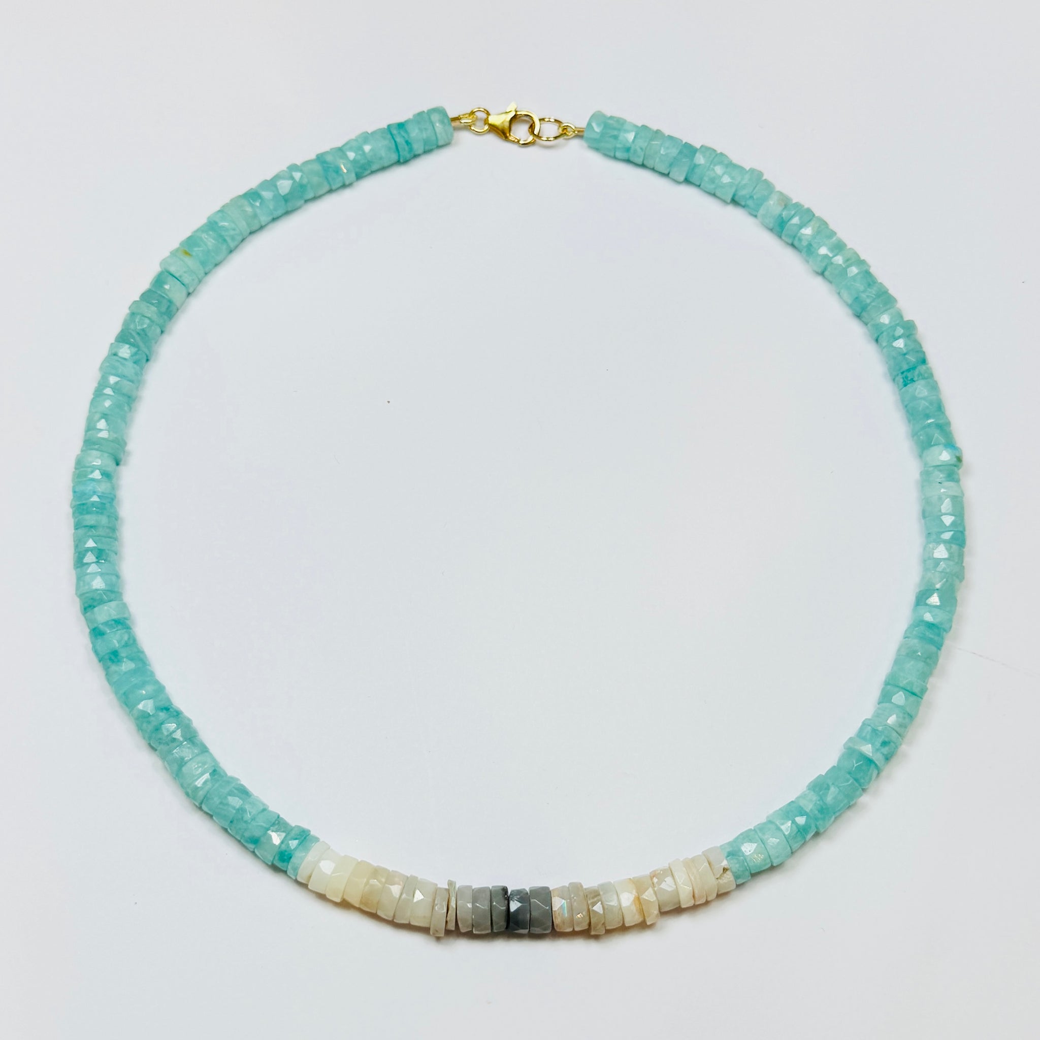 amazonite and opal color block necklace