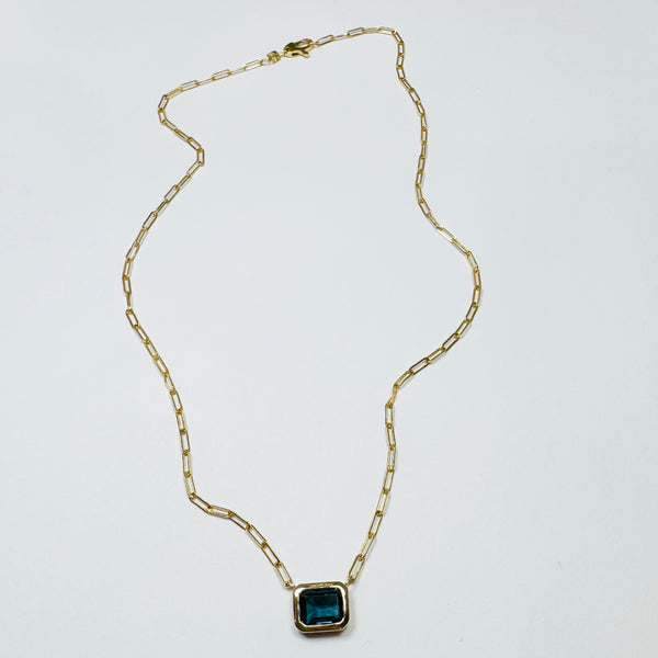 Tourmaline bezel necklace