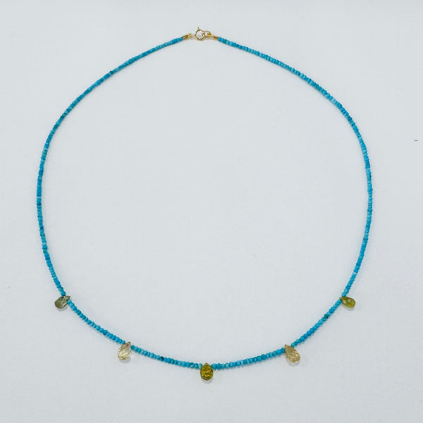 briolette delicate, turquoise and sapphire