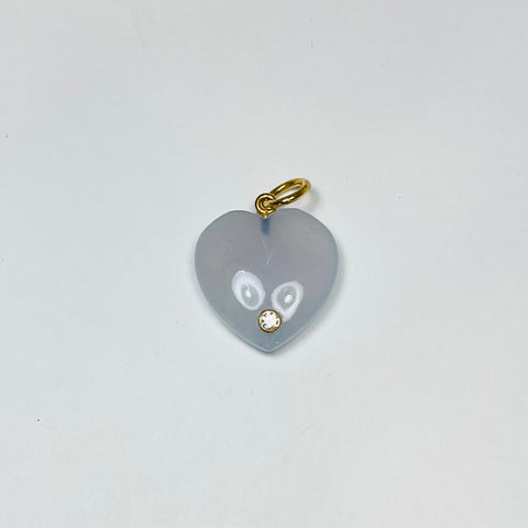 blue chalcedony heart pendant with diamond
