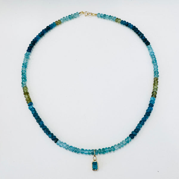 paraiba spinal bezel charm necklace