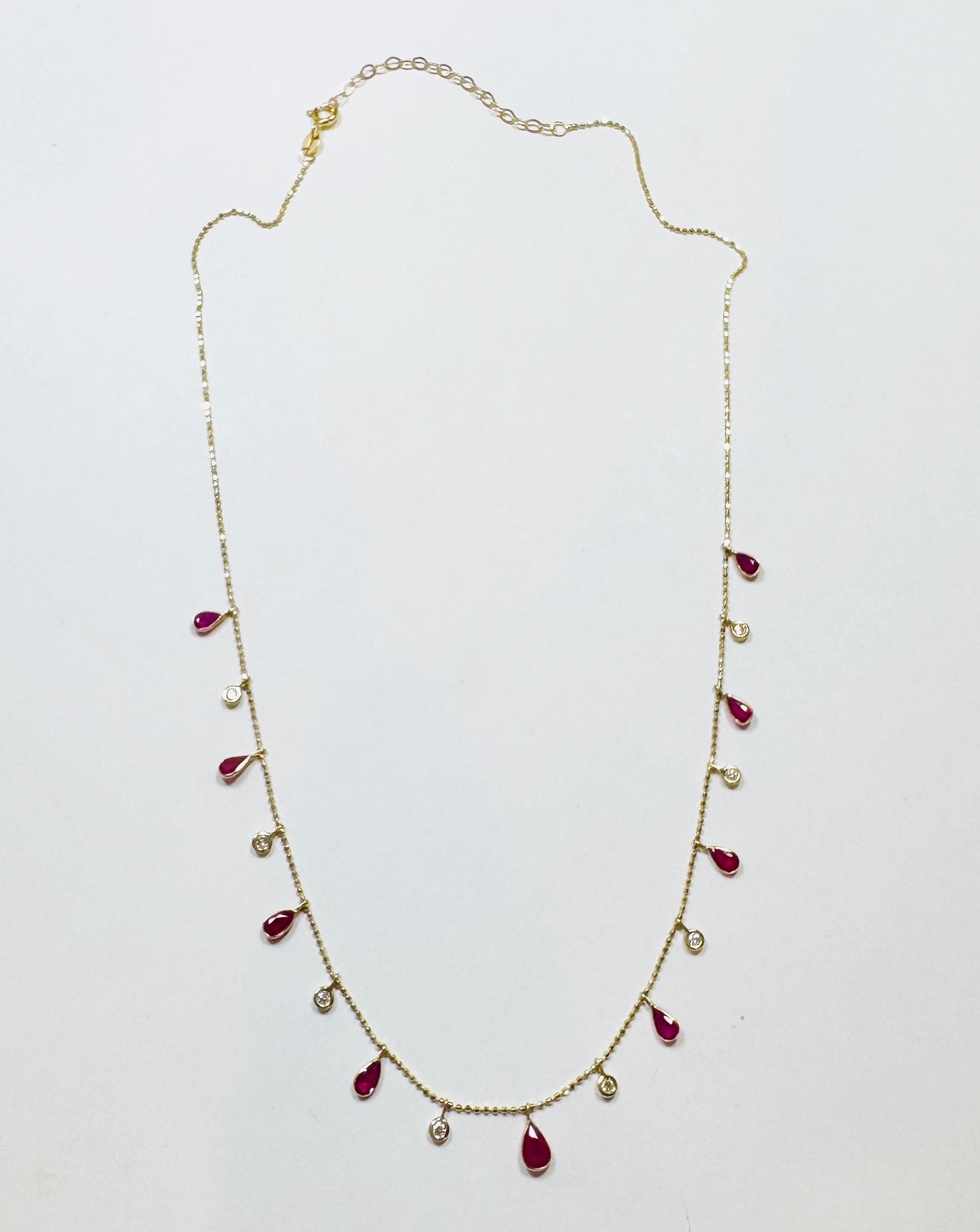 ruby and diamond fringe necklace