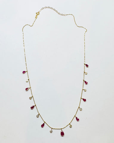 ruby and diamond fringe necklace