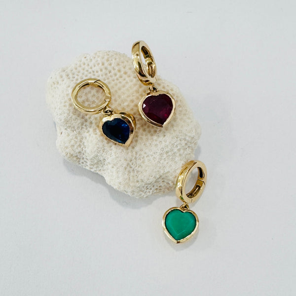 puffy gemstone heart charm, reversible