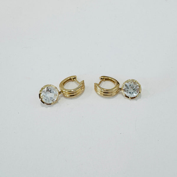 Fluted Huggies with brilliant white topaz charm