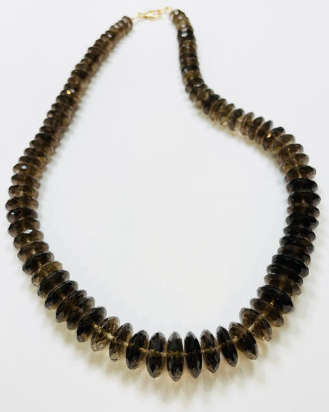 german cut smokey quartz candy necklace