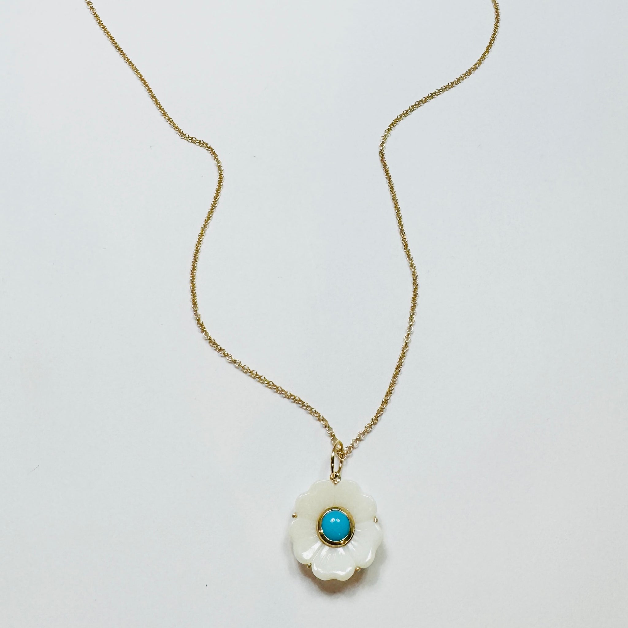 Opal agate flower on chain