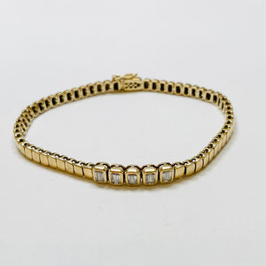 bezel emerald cut diamond bracelet