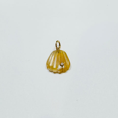 carved scallop shell pendant, small