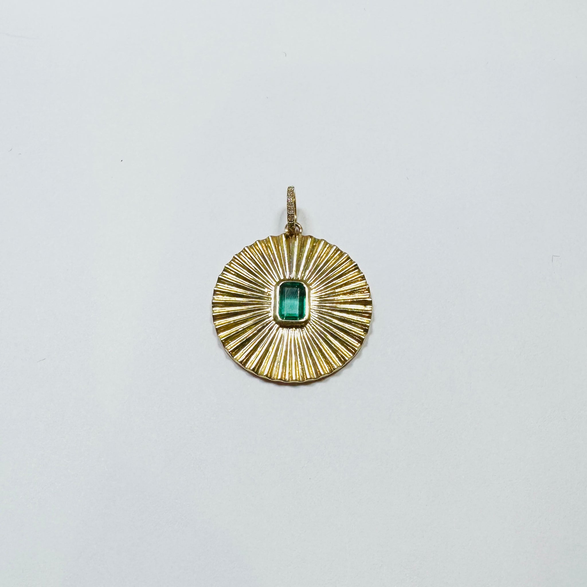 fluted emerald medallion pendant