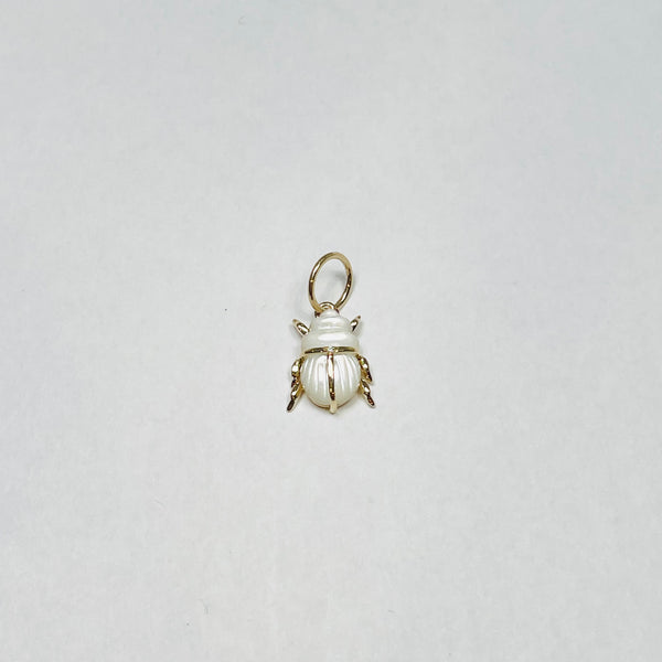scarab beetle pendant, mini, mother of pearl