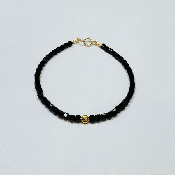 gemstone and diamond bead bracelet