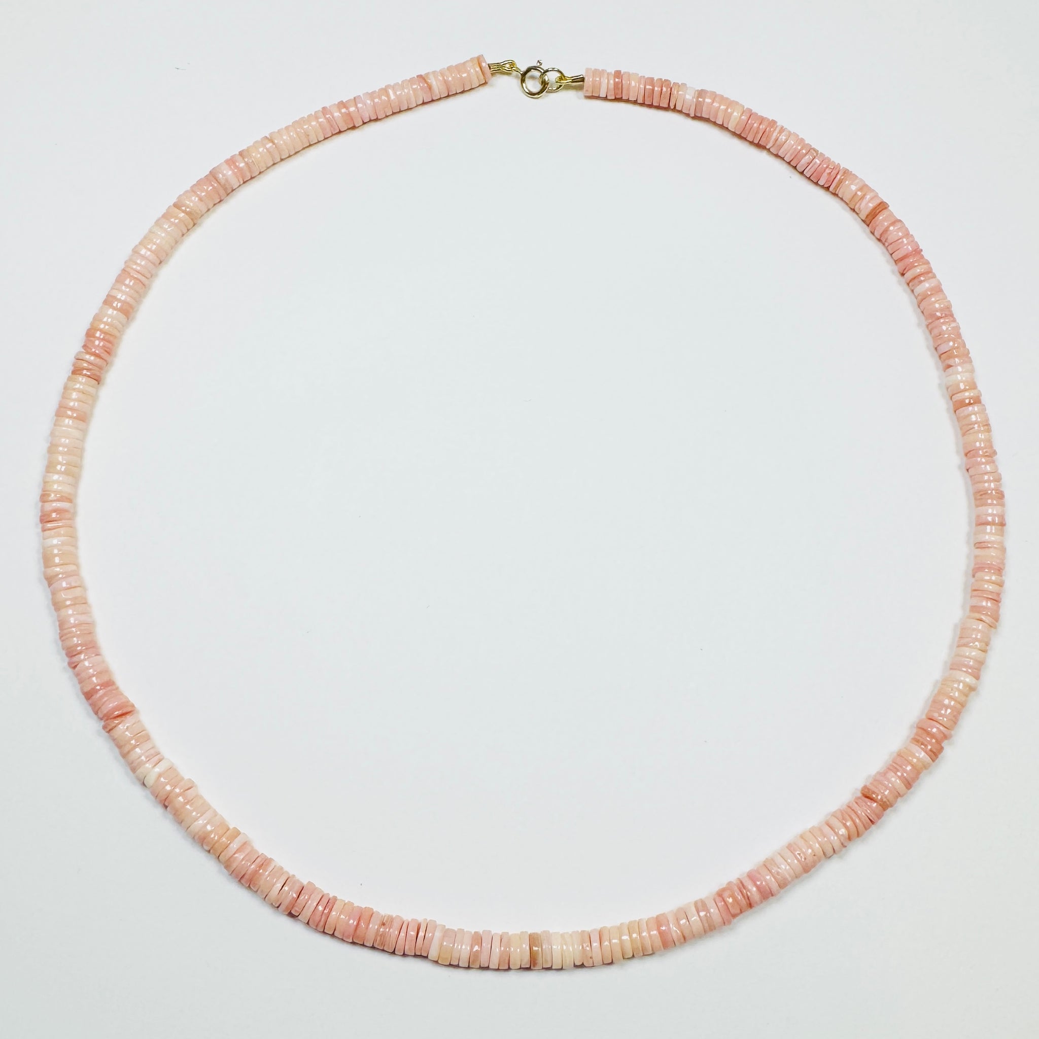 pink conch heishi necklace