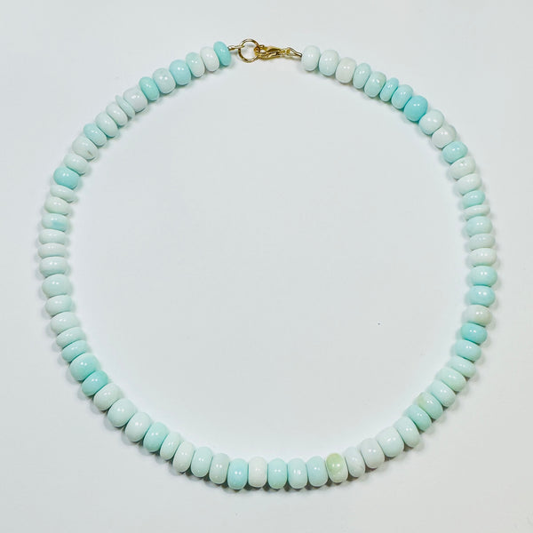 smooth bright peruvian blue opal candy necklace