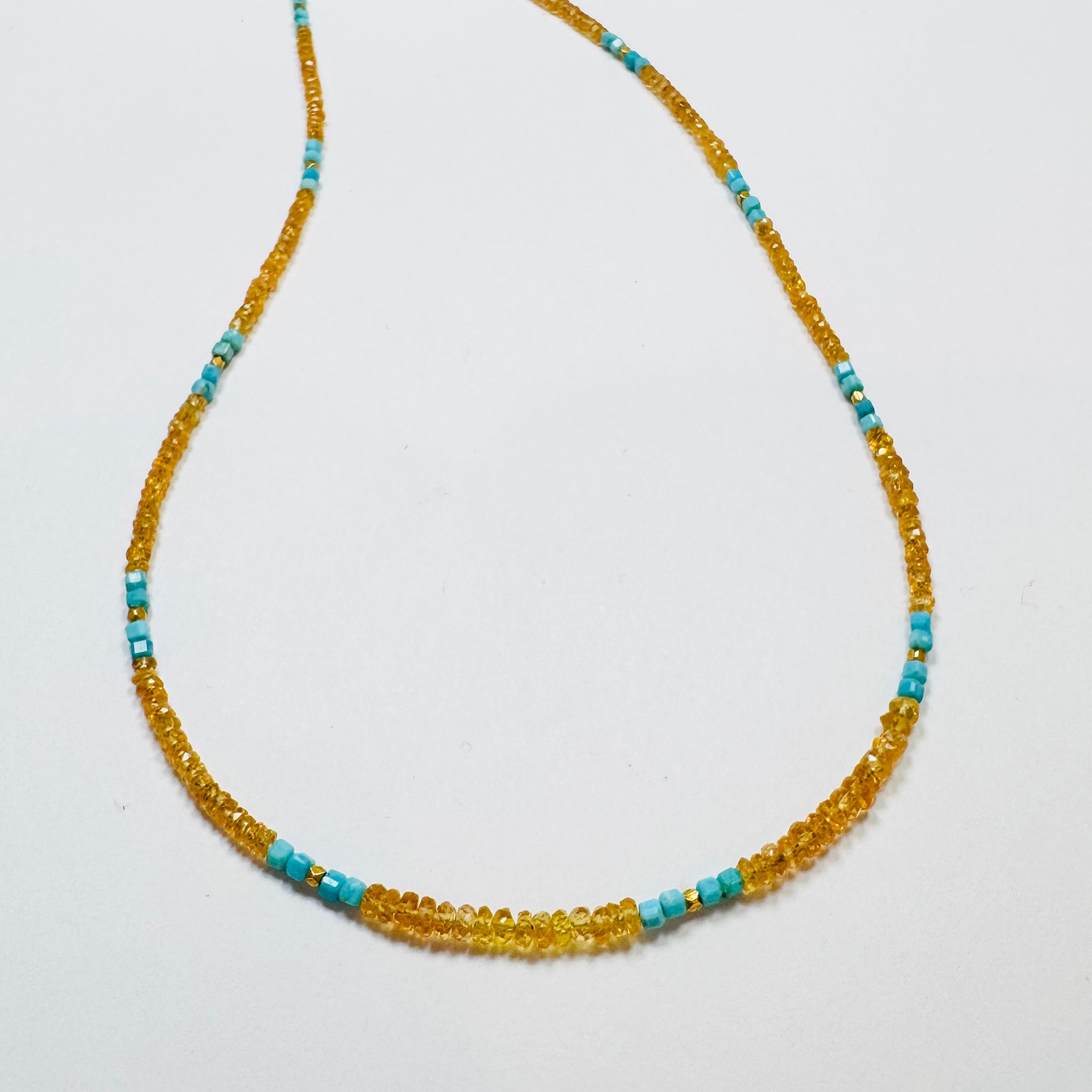 delicate gold sapphire and turquoise necklace