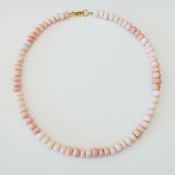 smooth pink opal candy necklace